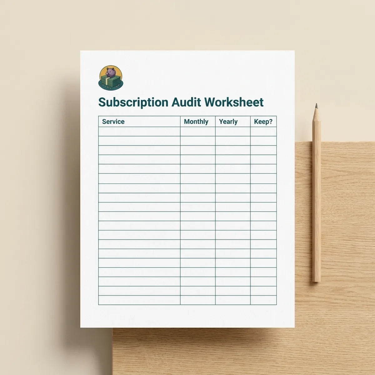 Subscription Audit Worksheet